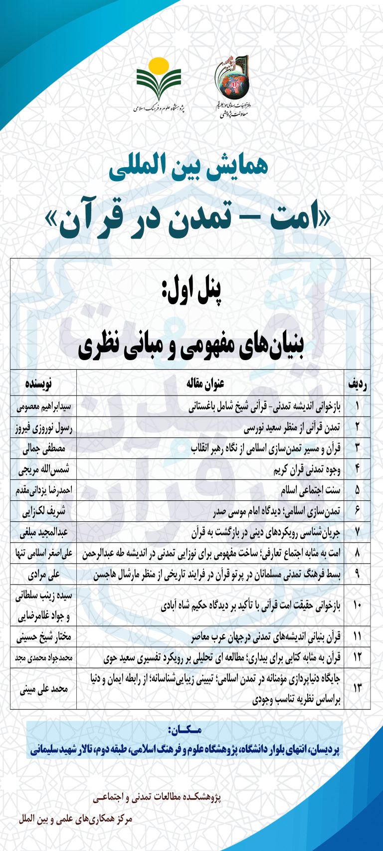 پنل اول: بنیان‌های مفهومی و مبانی نظری